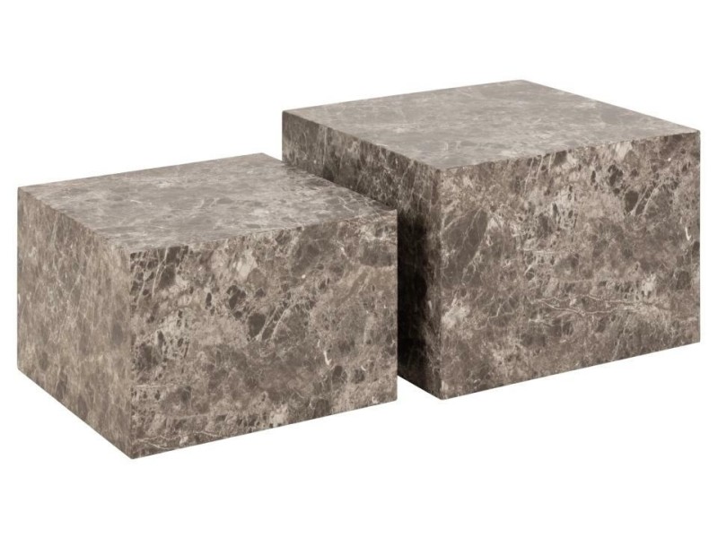 Zestaw 2 stolików kawowych Dice marmur brązowy - ACTONA