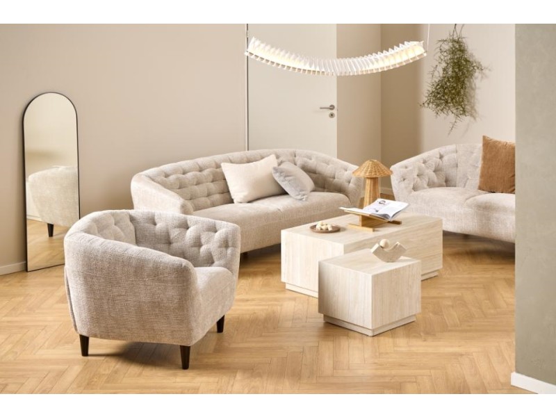 Zestaw 2 stolików kawowych Dice trawertyn - ACTONA