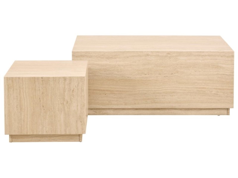 Zestaw 2 stolików kawowych Dice trawertyn - ACTONA