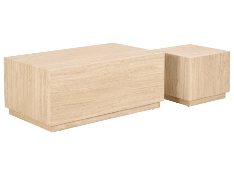 Zestaw 2 stolików kawowych Dice trawertyn - ACTONA