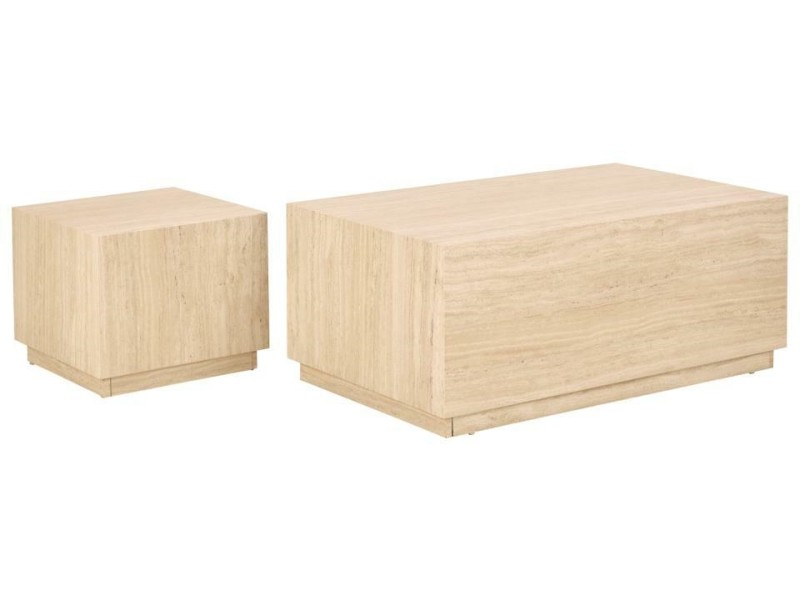 Zestaw 2 stolików kawowych Dice trawertyn - ACTONA