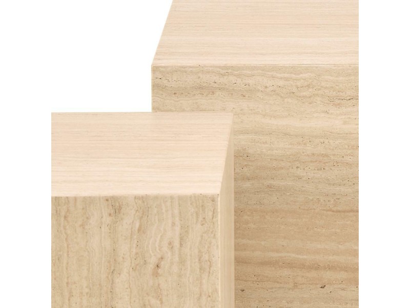 Zestaw 2 stolików kawowych Dice trawertyn - ACTONA