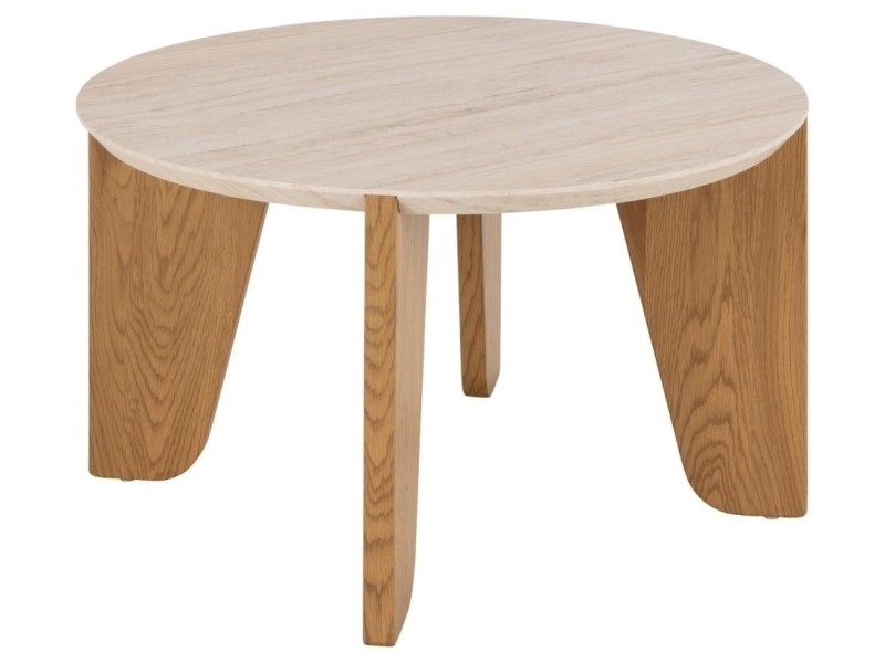 Stolik kawowy Dockland śr. 80cm trawertyn/dąb - ACTONA