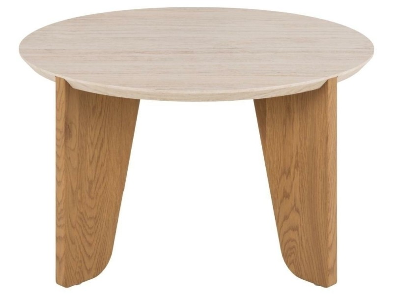 Stolik kawowy Dockland śr. 80cm trawertyn/dąb - ACTONA