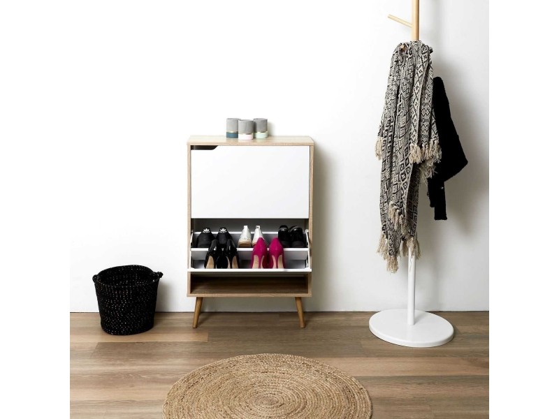 Szafka na buty Sabana biała/naturalna - Intesi