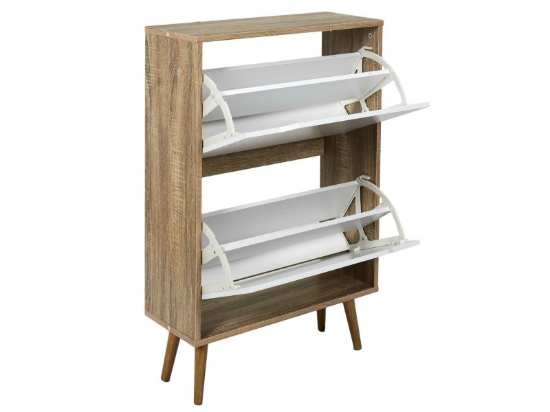 Szafka na buty Sabana biała/naturalna - Intesi