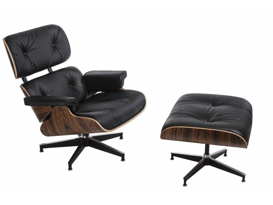 Fotel Vip z podnóżkiem czarny/rosewood /standard base - d2design