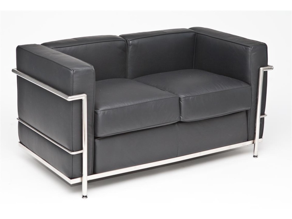 Sofa 2-osobowa Kubik czarna skóra TP - d2design