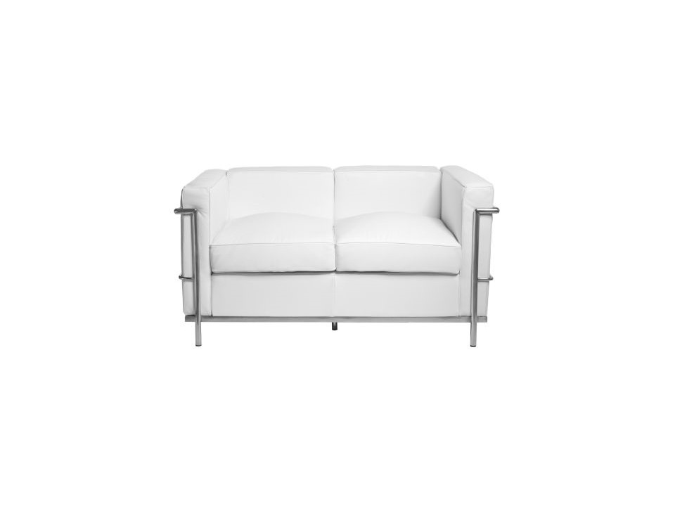 Sofa 2-osobowa Kubik biała skóra TP - d2design