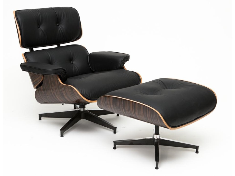 Fotel Vip z podnóżkiem czarny/ebony - d2design