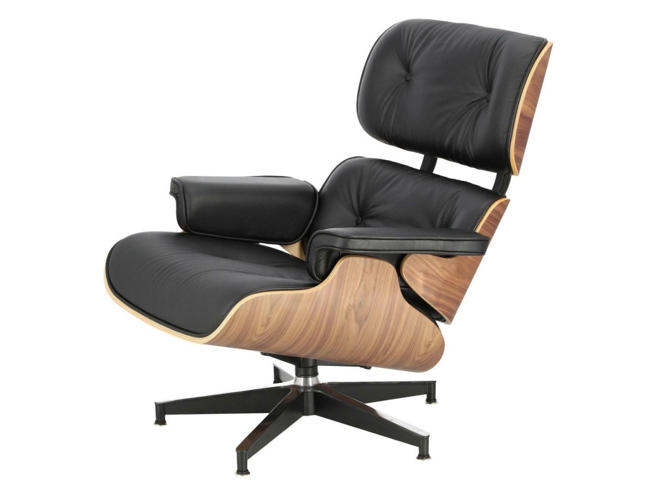 Fotel Vip z podnóżkiem czarny/walnut /standard base - d2design