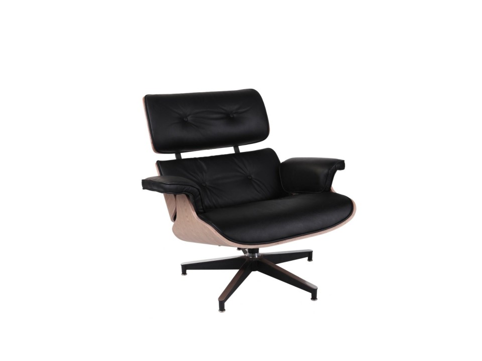 Fotel Vip z podnóżkiem czarny/natural oak/standard base - d2design
