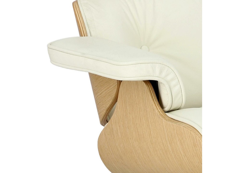 Fotel Vip biały/natural oak/srebrna baza - d2design