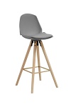 Hoker Oslo szary z oparciem skandynawski drewniany do kuchni i wyspy 77 cm Actona ( Rozmiar: uniwersalny )