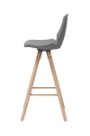 Hoker Oslo szary z oparciem skandynawski drewniany do kuchni i wyspy 77 cm Actona ( Rozmiar: uniwersalny )