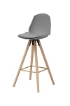 Hoker Oslo szary z oparciem skandynawski drewniany do kuchni i wyspy 77 cm Actona ( Rozmiar: uniwersalny )