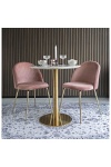 Krzesło Geneve tapicerowane welur różowe złote nogi do jadalni i salonu nowoczesne glamour ( Rozmiar: uniwersalny )