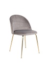 Krzesło tapicerowane Geneve szare welurowe ze złotymi nogami do jadalni i salonu Intesi ( Rozmiar: uniwersalny )