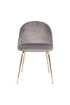 Krzesło tapicerowane Geneve szare welurowe ze złotymi nogami do jadalni i salonu Intesi ( Rozmiar: uniwersalny )