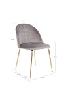 Krzesło tapicerowane Geneve szare welurowe ze złotymi nogami do jadalni i salonu Intesi ( Rozmiar: uniwersalny )