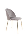 Krzesło tapicerowane Geneve szare welurowe ze złotymi nogami do jadalni i salonu Intesi ( Rozmiar: uniwersalny )
