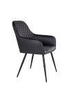 Krzesło do jadalni Harbo Intesi czarne tapicerowane ekoskóra z podłokietnikami nowoczesne ( Rozmiar: uniwersalny )