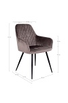 Krzesło do jadalni Harbo Intesi tapicerowane welur brązowe z podłokietnikami skandynawskie ( Rozmiar: uniwersalny )