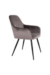 Krzesło do jadalni Harbo Intesi tapicerowane welur brązowe z podłokietnikami skandynawskie ( Rozmiar: uniwersalny )