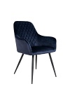 Krzesło do jadalni Harbo Intesi tapicerowane welur granatowy z podłokietnikami nowoczesne ( Rozmiar: uniwersalny )