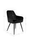 Krzesło Harbo czarne tapicerowane welur z podłokietnikami do jadalni i salonu nowoczesne ( Rozmiar: uniwersalny )