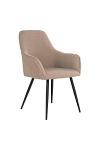 Krzesło Harbo boucle tapicerowane beżowe z podłokietnikami do jadalni i salonu nowoczesne ( Rozmiar: uniwersalny )