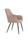 Krzesło Harbo boucle tapicerowane beżowe z podłokietnikami do jadalni i salonu nowoczesne ( Rozmiar: uniwersalny )