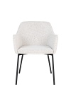 Krzesło do jadalni tapicerowane Melilla boucle białe z podłokietnikami skandynawskie Intesi ( Rozmiar: uniwersalny )