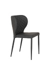Krzesło do jadalni Intesi Pisa tapicerowane ekoskóra szare ciemne na czarnych nogach nowoczesne ( Rozmiar: uniwersalny )