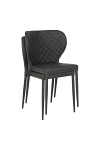 Krzesło do jadalni Intesi Pisa tapicerowane ekoskóra szare ciemne na czarnych nogach nowoczesne ( Rozmiar: uniwersalny )