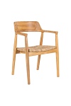 Krzesło drewniane Getafe Intesi do jadalni i salonu boho z plecionym siedziskiem naturalne ( Rozmiar: uniwersalny )
