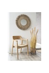 Krzesło drewniane Getafe Intesi do jadalni i salonu boho z plecionym siedziskiem naturalne ( Rozmiar: uniwersalny )