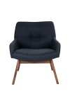 Fotel London granatowy skandynawski z podłokietnikami do salonu tapicerowany orzech ( Rozmiar: uniwersalny )