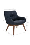 Fotel London granatowy skandynawski z podłokietnikami do salonu tapicerowany orzech ( Rozmiar: uniwersalny )