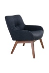 Fotel London granatowy skandynawski z podłokietnikami do salonu tapicerowany orzech ( Rozmiar: uniwersalny )