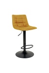 Hoker z oparciem Middelfart Intesi żółty welurowy obrotowy regulowany nowoczesny do kuchni ( Rozmiar: uniwersalny )