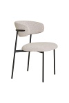 Krzesło tapicerowane Mira boucle piaskowe do jadalni i salonu na czarnych metalowych nogach ( Rozmiar: uniwersalny )