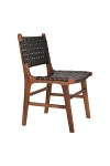 Krzesło drewniane Perugia Intesi czarne plecione skóra do jadalni loftowe vintage ( Rozmiar: uniwersalny )