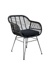 Krzesło ogrodowe Trieste Intesi czarne z podłokietnikami polirattan nowoczesne łatwe czyszczenie ( Rozmiar: uniwersalny )