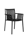 Krzesło ogrodowe Tulsa Intesi czarne z polipropylenu z podłokietnikami łatwe w czyszczeniu ( Rozmiar: uniwersalny )