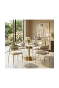 Stół Bolzano 110cm marmur/ złoty - House Nordic