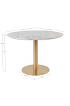 Stolik kawowy okrągły glamour Bolzano 110 cm biały marmur ze złotą nogą do salonu Intesi ( Rozmiar: uniwersalny )