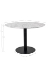 Stół okrągły Bolzano 110 cm biały marmur glamour na jednej nodze do salonu i jadalni Intesi ( Rozmiar: uniwersalny )