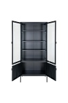Regał loftowy Brisbane czarny metalowy z szybą do salonu na książki 80x180 cm Intesi ( Rozmiar: uniwersalny )
