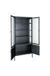 Regał loftowy Brisbane czarny metalowy z szybą do salonu na książki 80x180 cm Intesi ( Rozmiar: uniwersalny )
